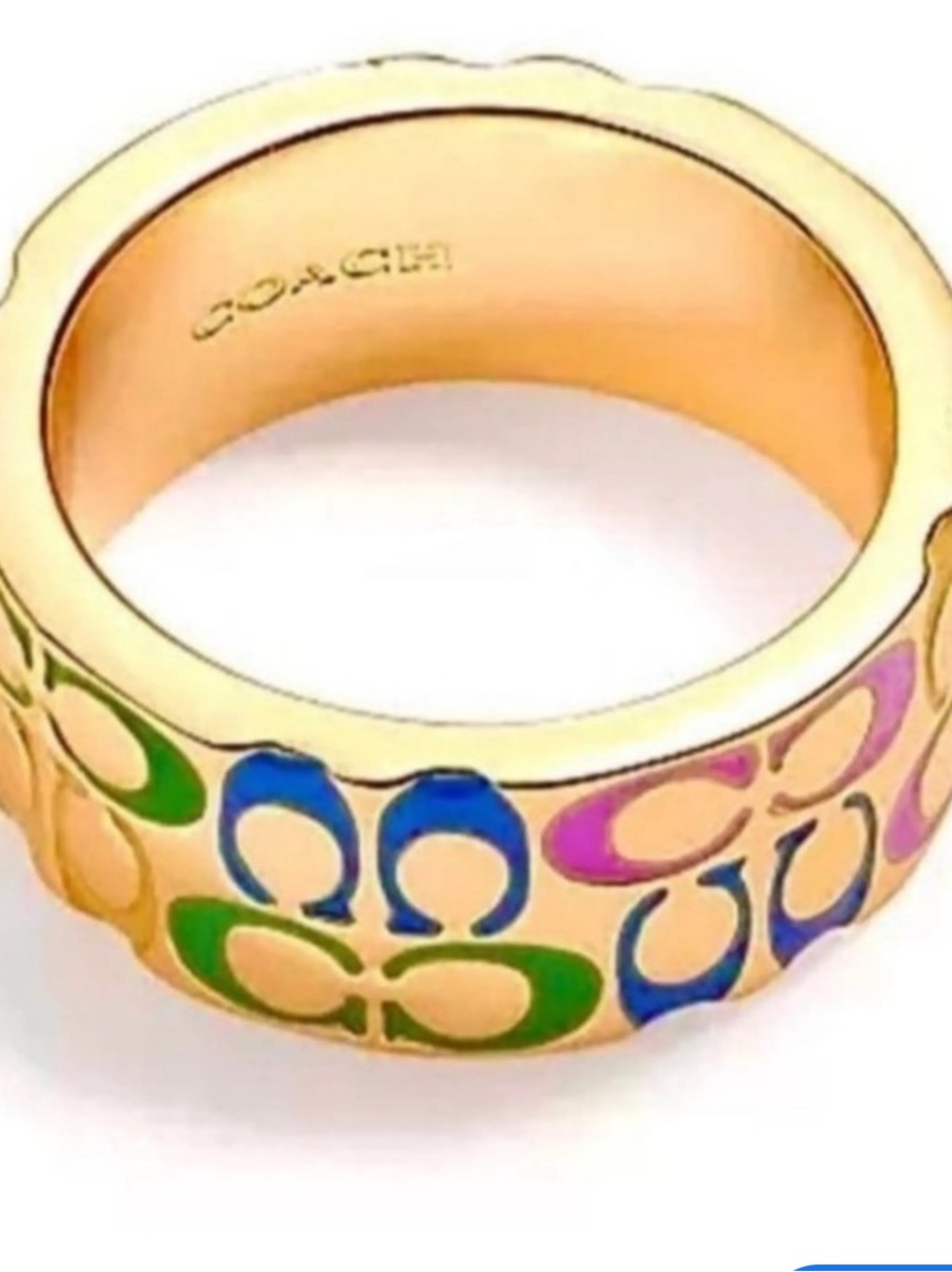 Coach Gold-Tone Logo Band Ring